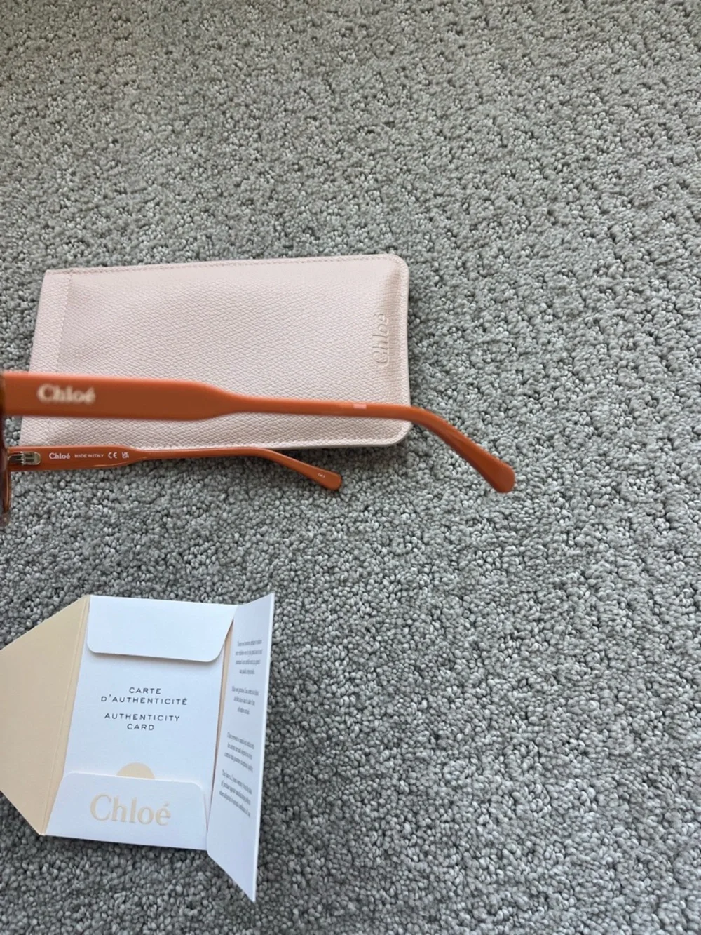 NWOT Chloe Orange Hexagon Frame Sunglasses case, cert of authenticity included - Picture 5 of 13